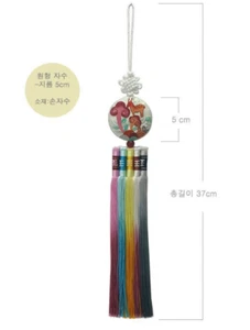 Traditional Hanbok Norigae with Circular Embroidery - Picture 1 of 2