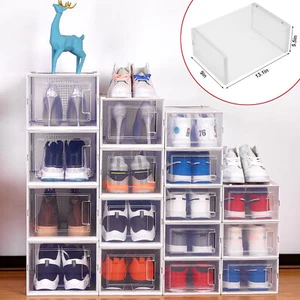 PACK 12 Caja de Almacenamiento de Zapatos Transparente Apilable Contenedor de Zapatos Zapatilla Organizador - Imagen 1 de 13