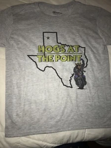 HOGS AT THE POINT TEXAS T Shirt YOUTH LARGE Grey LARGEST KIDS COOKOFF IBCA - Picture 1 of 3