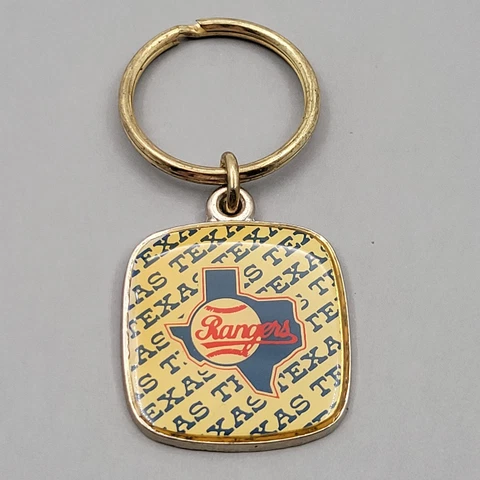 Keychain Texas Rangers Retro Logo New Old Stock Enamel Metal Cover