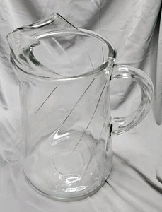Vtg Glass Pitcher W/Optic Swirl And Ice Lip - Picture 1 of 14