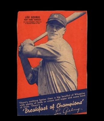 1936 年 Wheaties 系列 3 套装-Break Lou Gehrig VG-VGEX(手工切割)*GMCARDS* — 第 1/2 张图片