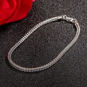 Silver 925 Sterling Silver Italian Style Foxtail Chain Bracelet Women's Bracelet - Picture 1 of 6