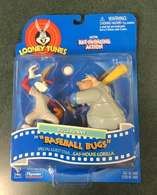 Baseball Bugs Bunny Playmates 1997 Looney Tunes con Gas House Gorilla sellado Foto 1 de 4
