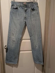 Vintage Levis 501 Jeans Mens 34x32  Button Fly Medium Wash Denim Distressed Work - Picture 1 of 8