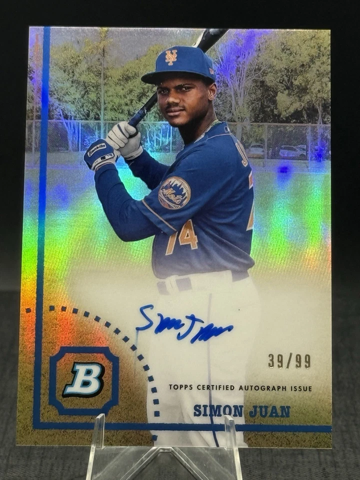 2022 Bowman Heritage Chrome Autograph Refractor #CPA-SJ Simon Juan Auto /99 Mets - Image 1 of 2