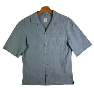 Camisa ZARA Azul Claro Seersucker Resort Para Hombre Talla S - Imagen 1 de 9