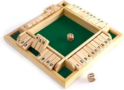 Wooden Shut The Box Board Game 10 Number Sided Dice Set for 2 to 4 Players - Image 1 of 4