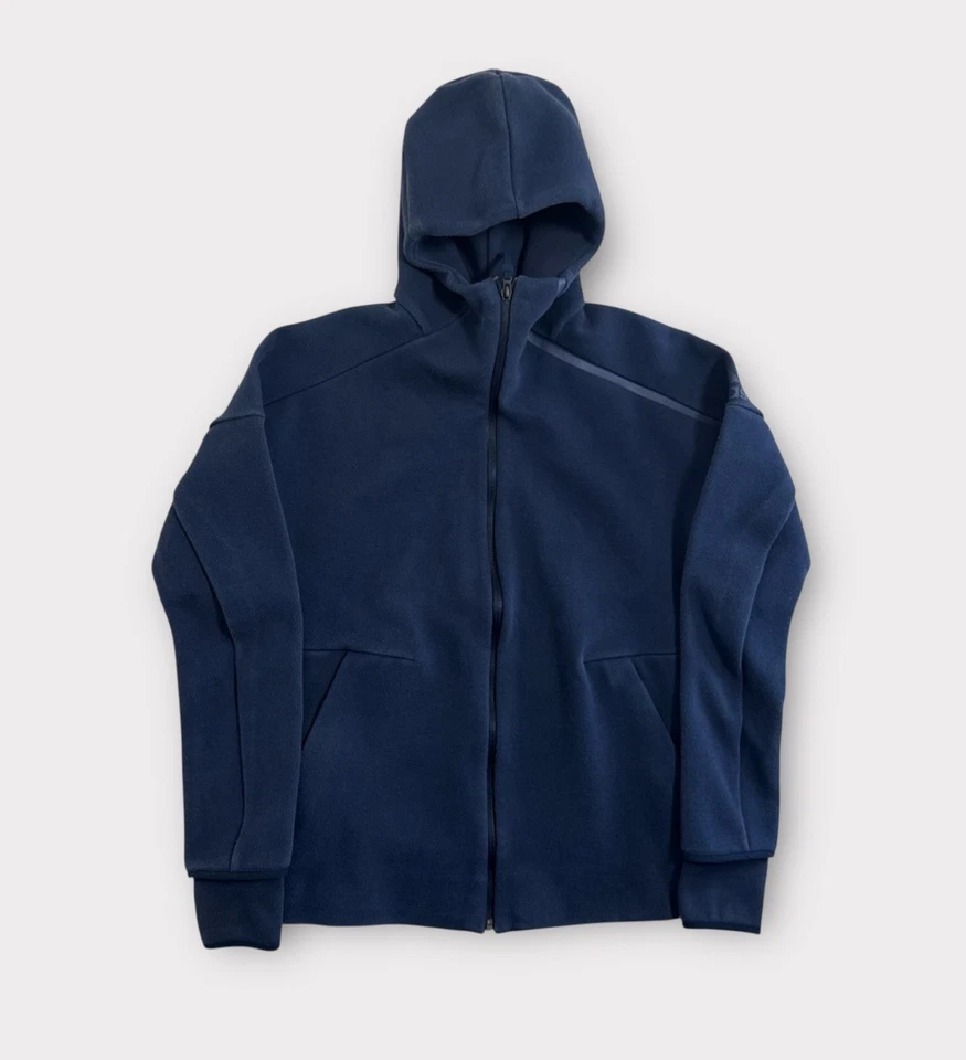 Adidas ZNE Hoodie Sweatshirt Adult Small Blue Full Zip - Image 1 of 4