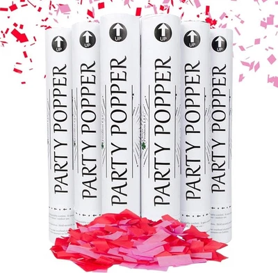 Clover Products 12 дюймов биоразлагаемые попперсы конфетти 12 дюймов, красные и розовые  - Изображение 1 из 4