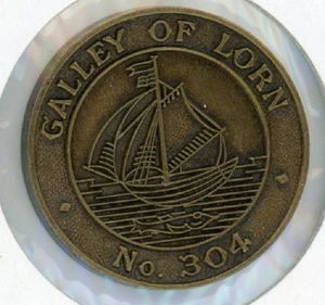 GALLEY OF LORN NUMBER 304 MASONIC PENNY TOKEN - Picture 1 of 2