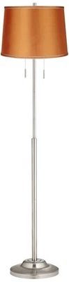Lámpara de Pie Abba Moderna 66" Alto Níquel Cepillado Satinado Naranja Tambor Pantalla Dormitorio Foto 1 de 4