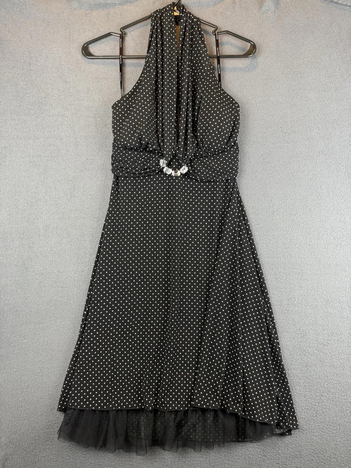 Halter de lunares vintage Y2K My Michelle con forro con dobladillo de tul talla M años 90 graduación Foto 1 de 4