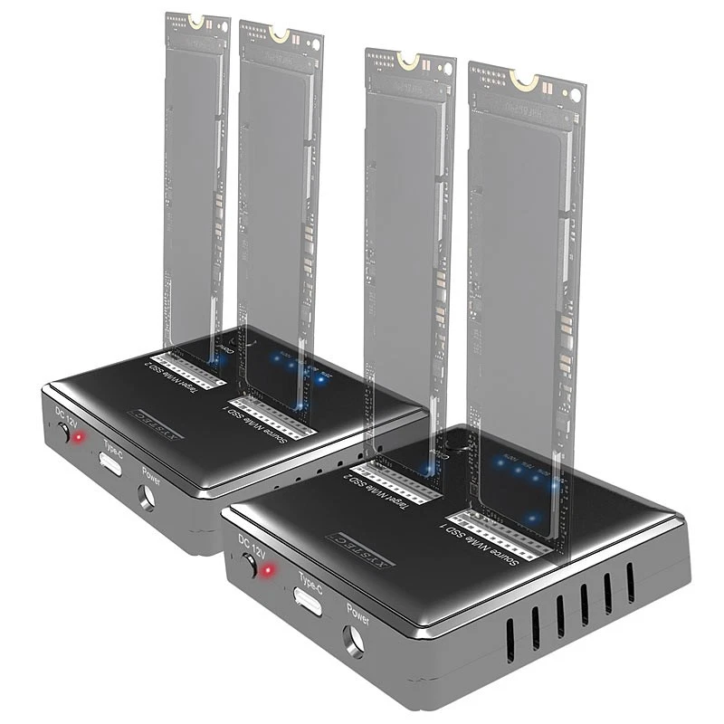 Xystec 2er-Set Dual-Bay Clone-Dockingstation für NVMe M.2 SSD-Festplatten - Bild 1 von 4
