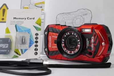 [Near MINT] RICOH WG-30 Vermillion Red 1.6MP Waterproof w/ 512MB SD Card JAPAN - Image 1 of 4