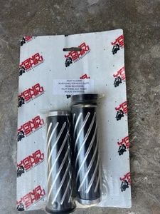 Yana Shiki A3260B Black Swirl Straight Flat Ends Kawasaki Billet Grip Motorcycle - Picture 1 of 2