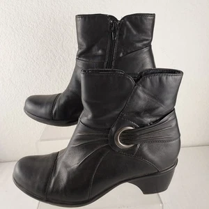 Clarks Rosabelle Mujer 8 M Negro Cuero Botas Botines Cremallera Tobillo Cremallera Lateral - Imagen 1 de 4