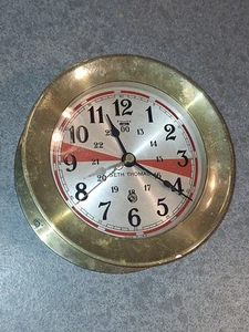 Seth Thomas U.S. Brass Ships Radio Room Clock Working Sweep Seconds WWII - Picture 1 of 11