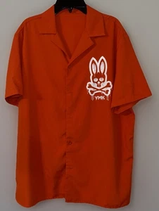 Camisa Psycho Bunny Para Hombre Talla (M) Naranja Informal Camisa Con Botones Mangas Poliéster - Imagen 1 de 4