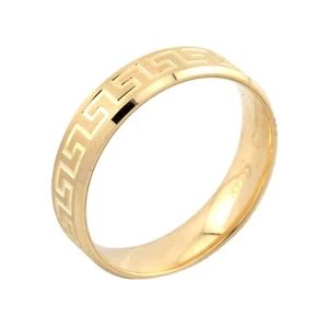 6MM 14k Genuine Yellow Gold Greek Key Pattern Mens Band 3.88g Ring - Size 12 - Picture 1 of 2