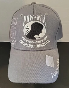 POW MIA Baseball Cap Hat Gray And White You Are Not Forgotten New - Picture 1 of 6