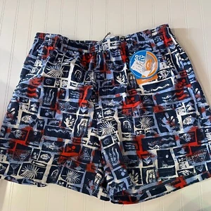 Columbia PFG Men Large Super Backcast Navy Hawaiian Nylon 6" Water Shorts NEW - Picture 1 of 9