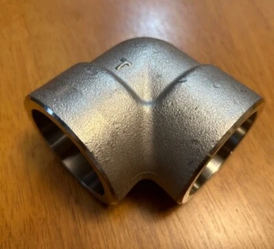 1-1/2"  T-316 Stainless Steel Socket Weld 90-Degree Elbow 3000# NEW OPEN BOX - Image 1 of 2