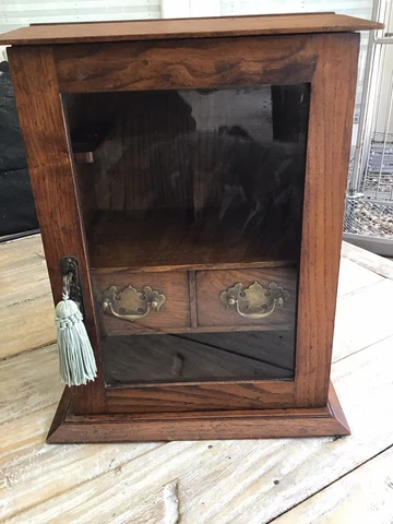 Antique wooden Humidor smokers cabinet with brass detail Cover