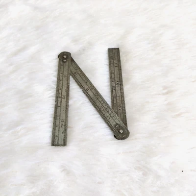 1950 Vintage Acier Mesures Pliant Échelle Ancien Bureau de Collection Allemagne - Photo 1/4