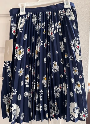 Falda para mujer Jason Wu azul floral línea A, hasta la rodilla, plisada, talla 4 Foto 1 de 4