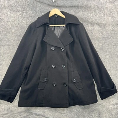 Пальто женское George Pea размер XL 16-18 черное с капюшоном двубортное на пуговицах с подкладкой - Изображение 1 из 4