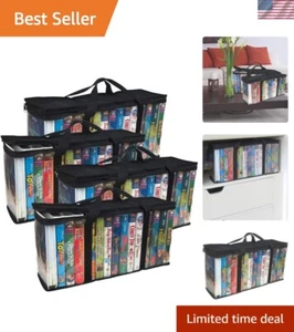 4 Pack VHS Storage Bag-Movie Organizer-Video Tape-Handles-Hold 60-No Dust - Picture 1 of 10