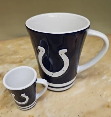NFL Brand Indianapolis Colts 16oz Ceramic Coffee Mug  Horseshoe Logo & Shot Cup - Image 1 of 4