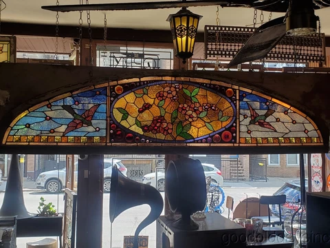 Large Victorian Arched Stained Leaded Glass Transom Window Circa 1880s Cover