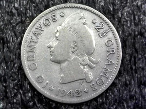1942 Dominican Republic 10 Centavos - 90% Silver - World Foreign Coin Inv#Z574 - Picture 1 of 2