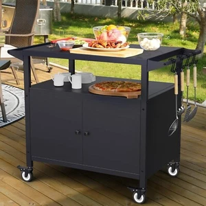 SEUNSHANY Outdoor Grill Table with Storage, Movable Grill Cart, Outdoor Kitch... - Picture 1 of 6