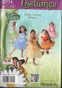 Simplicity Disney Fairy Costume Pattern 0204 Girls' Sizes 4-8 Butterfly Wings - Picture 1 of 1