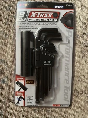9pc Performance Tool Ball End Hex Allen Key Wrench Set T-Handle Extractor Metric - Image 1 of 2
