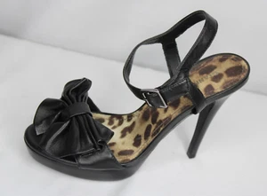 Sandalias para mujer Gianni Bini tacones 7 M cuero negro con arco correa al tobillo punta abierta - Imagen 1 de 11