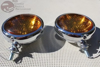 Amber 5" 12 Volt Custom Mounted Fog Lights Lamps Vintage Style Car Truck Hot Rod - Image 1 of 4