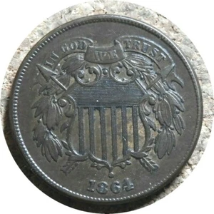 elf Two Cents 1864 Large Motto Civil War 085 - Picture 1 of 2