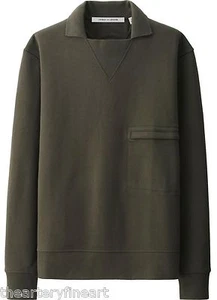 LEMAIRE x UNIQLO 'Sweat' Long-Sleeve Men's Pullover Sweatshirt S Dark Green NEW! - Picture 1 of 11