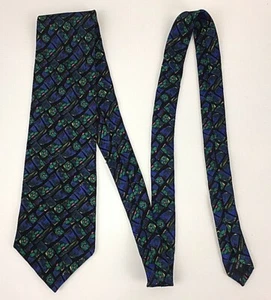 J. Garcia Men's 100% Silk Neck Tie Floral Black Green Red Gold  - Picture 1 of 5