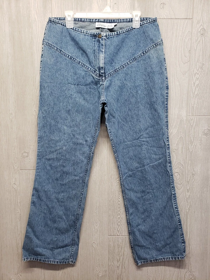 Pantalones de mezclilla rectos azules 18 vintage Newport News Jeanology para mujer 34x30 Plus Foto 1 de 4