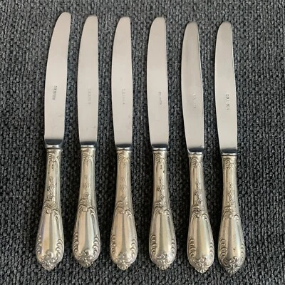 Lote de 6 cuchillos antiguos alemanes Solingen de plata 800 Foto 1 de 4