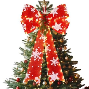 16x24 Inch LED Red Christmas Bow Decoration for Wreaths Doors Walls Winter - Picture 1 of 7