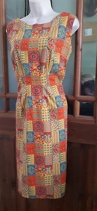 Vtg 60s Handmade Wiggle Dress Size 12 Boho Psychedelic mod gogo Scooter Boho - Picture 1 of 9