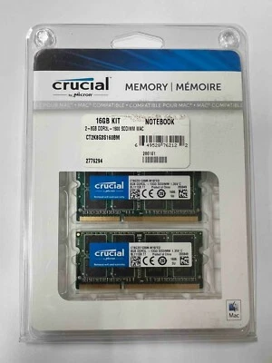 Crucial 16GB (2 x 8GB) PC3-12800 (DDR3-1600) Memory - CT2K8G3S160BM Mac - Image 1 of 2