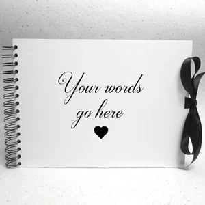 White Personalised Scrapbook A3 A4 A5 Photo Album, Guest Book, LANDSCAPE RIBBON - Picture 1 of 4