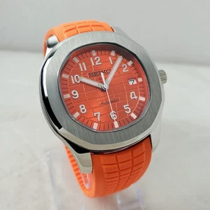 CUSTOM ORANGE SPORT DATE STRAP AUTOMATIC W/ NH35 MOVEMENT MEN'S WATCH NEW - Picture 1 of 10